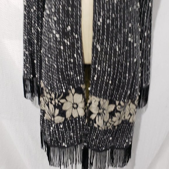 New A'reve Black Lace Cardigan  w/ Fringe Open Cardigan L - Picture 2 of 12